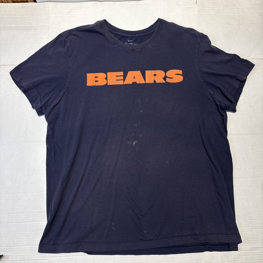 Nike Chicago Bears T-Shirt Men's XL Navy Blue Orange Graphic NFL Fanatics Used